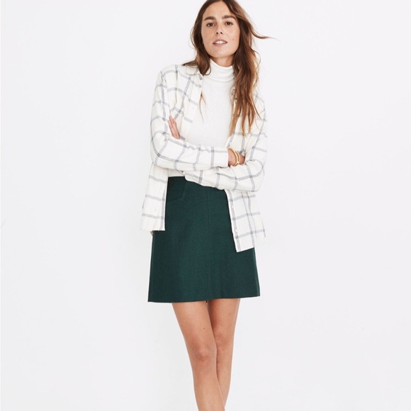 Madewell Assembly A-Line Skirt Size 4 Wool Blend Dark Green Lined Fall Winter - Picture 2 of 16